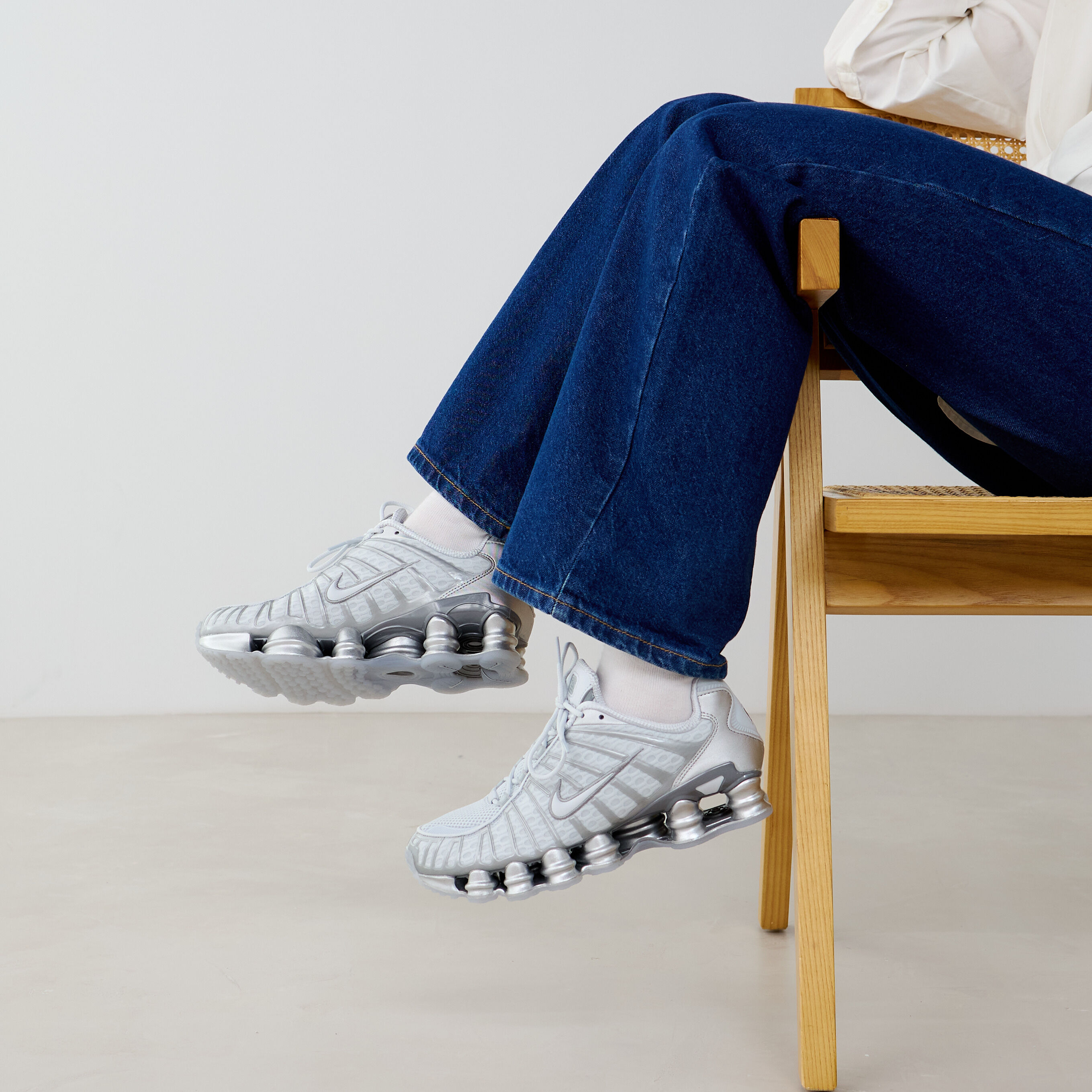 nike shox tl white on feet