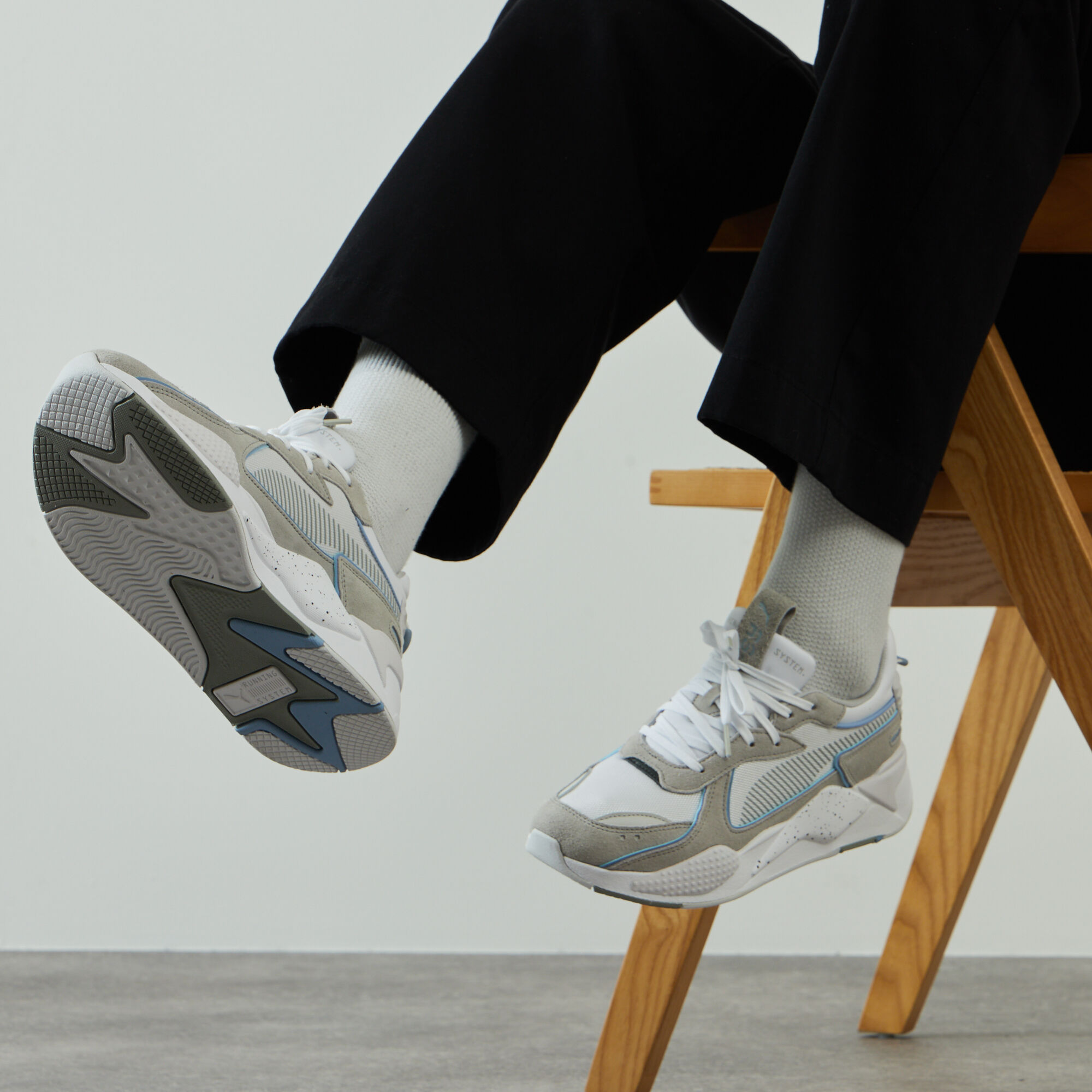 PUMA RS X BLANC GRIS SNEAKERS HOMME Courir