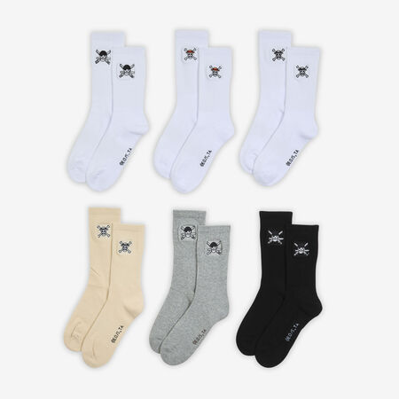 CHAUSSETTES X6 CREW ONE PIECE : BLANC/BEIGE