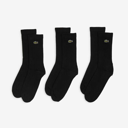 LACOSTE CHAUSSETTES X3 CREW LOGO NOIR HOMME