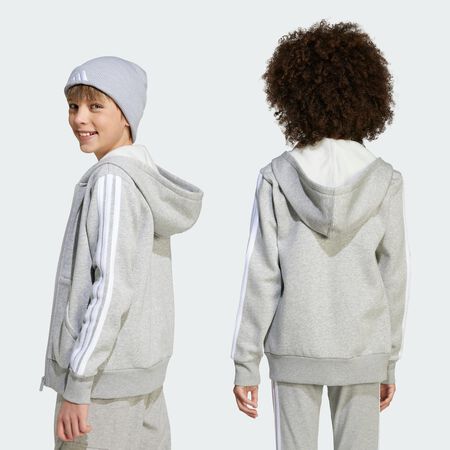 ADIDAS SPORTSWEAR Essentials Full-Zip Hoodie Kids Medium Grey Heather / White JUNIOR