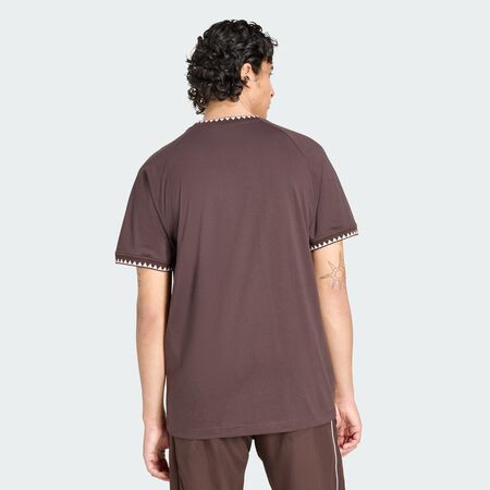 ADIDAS ORIGINALS CHEST STRIPES ENGINEERED COLLAR TEE Aurora Coffee MEN