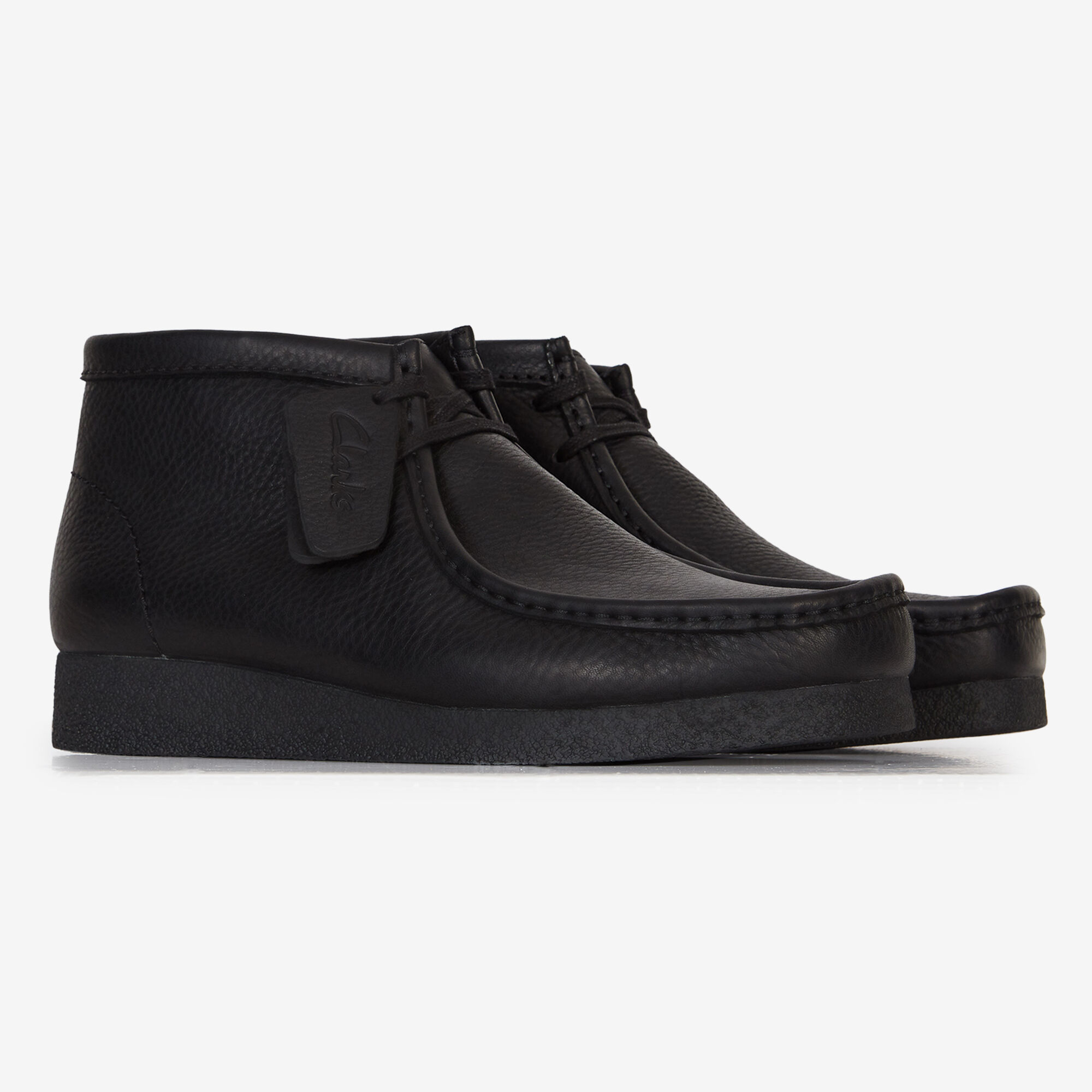 Men's clarks wallabee black leather discount
