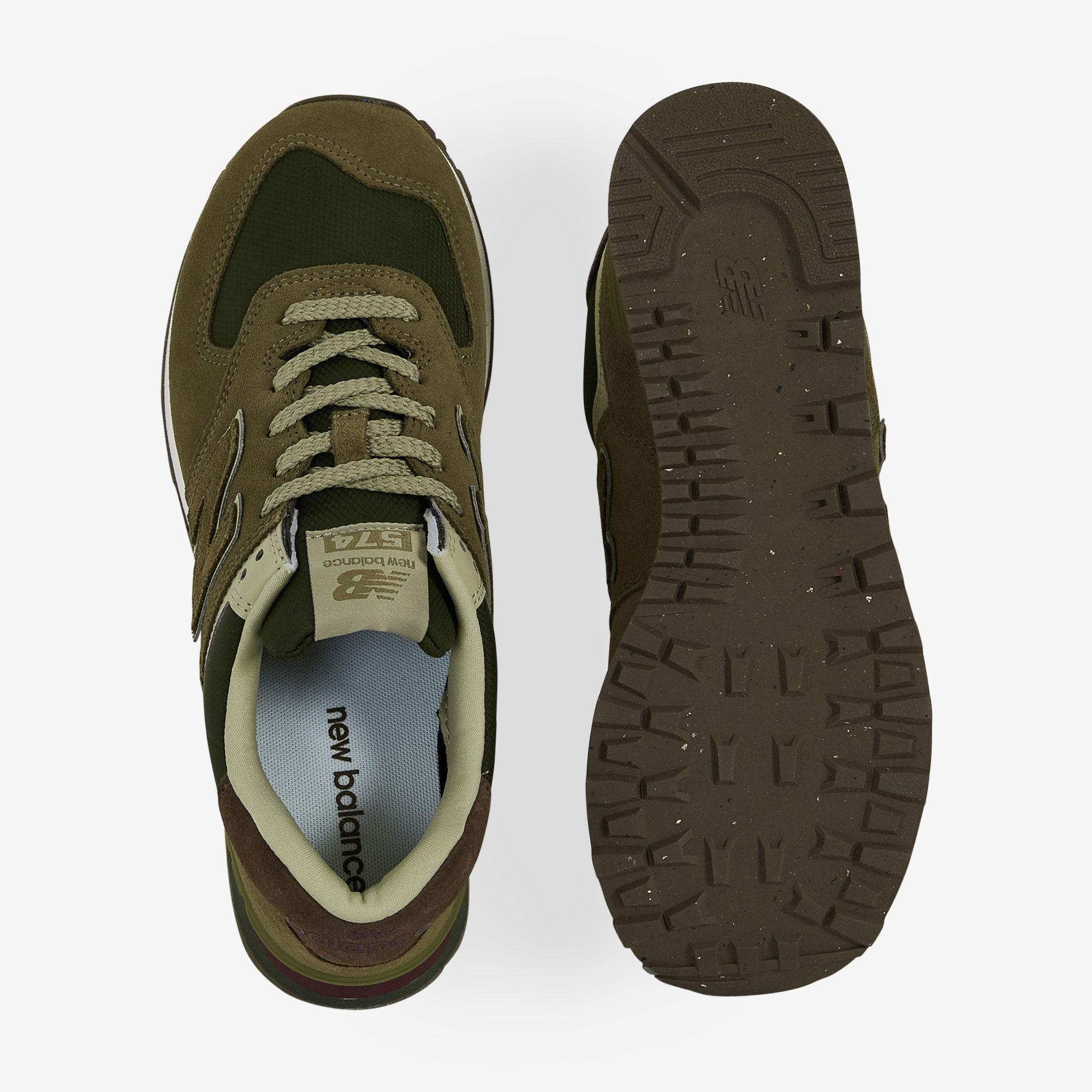 NEW BALANCE 574 KAKI MARRON SNEAKERS HOMME Courir