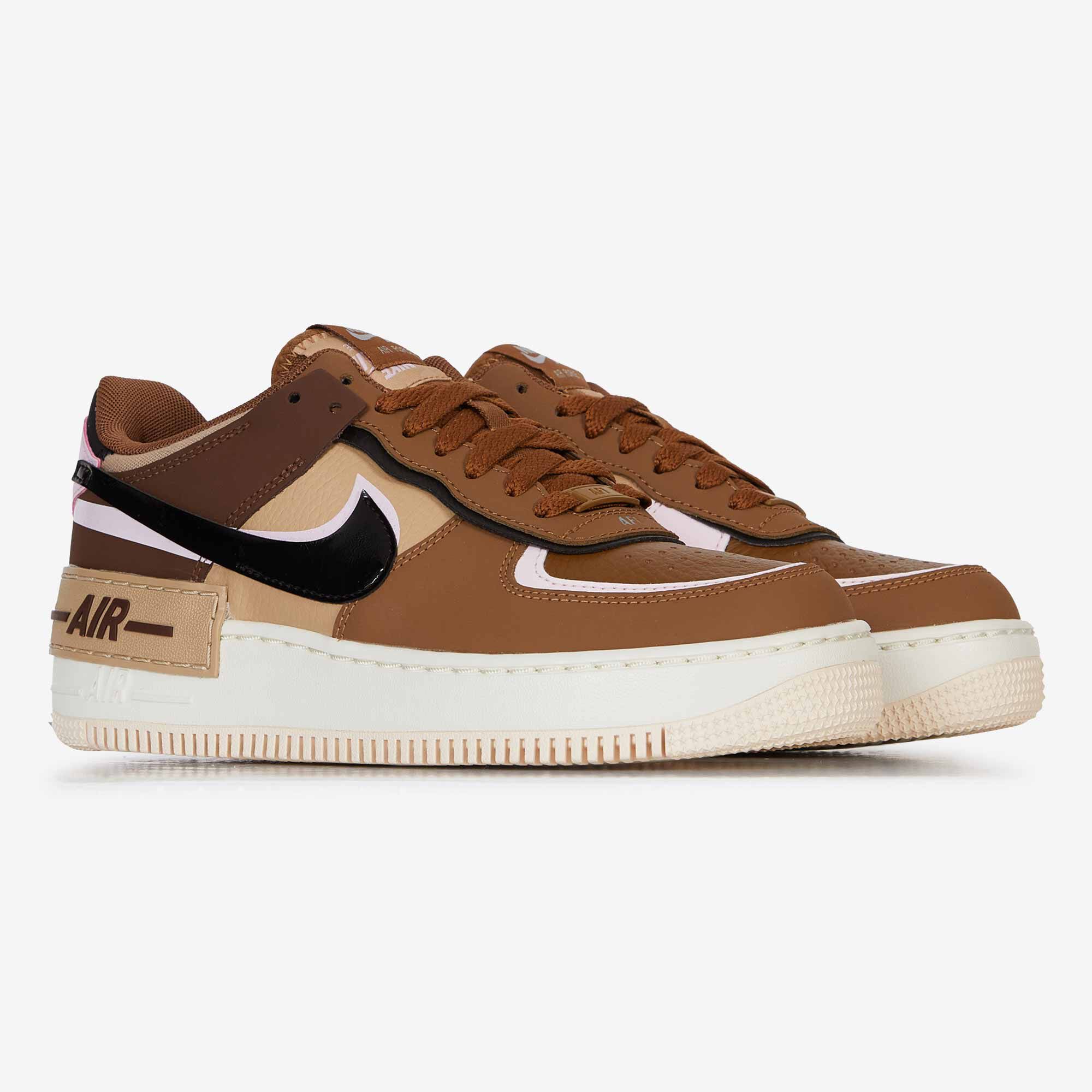 NIKE AIR FORCE 1 SHADOW SNEAKERS FEMME MARRON ROSE LACETS Courir