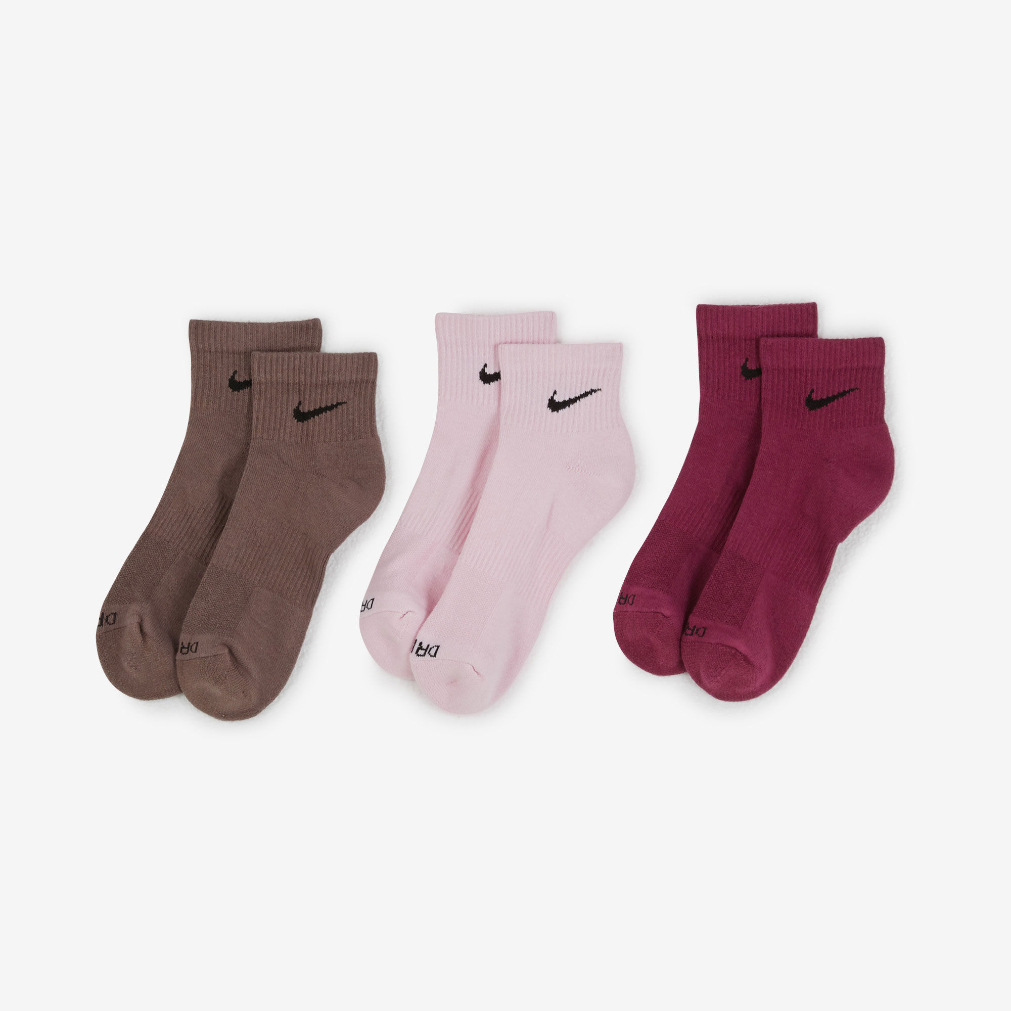 NIKE SOLID COLOUR ANKLE SOCKS X3 PINK MULTI COLOURED SOCKS MEN