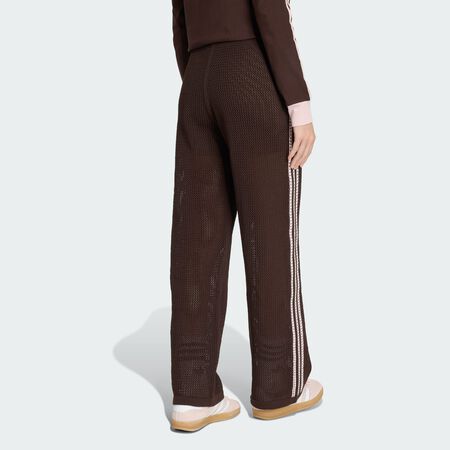ADIDAS ORIGINALS KNITTED CROCHET FIREBIRD TRACK PANTS Aurora Coffee WOMEN