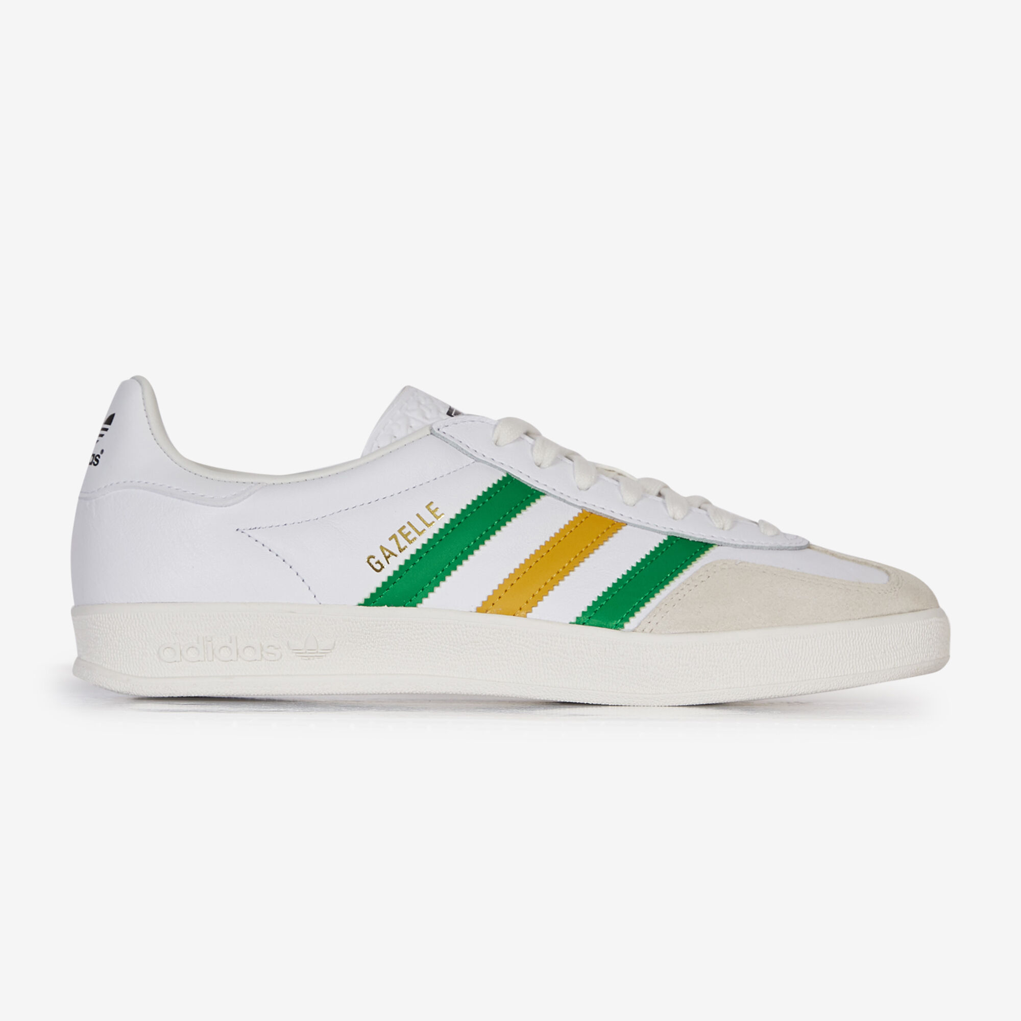 Mens adidas gazelle white leather trainers clearance
