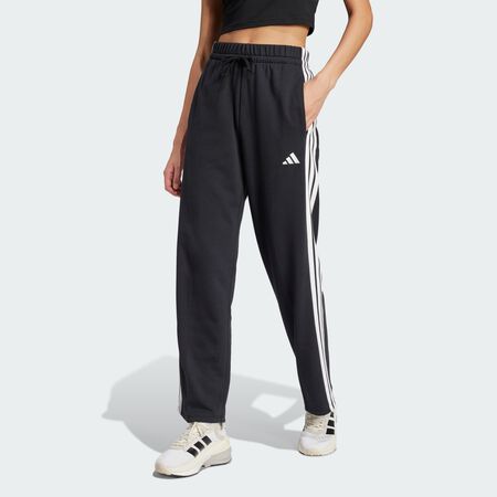 ADIDAS SPORTSWEAR Essentials 3-Stripes Open Hem French Terry Pants Black / White WOMEN