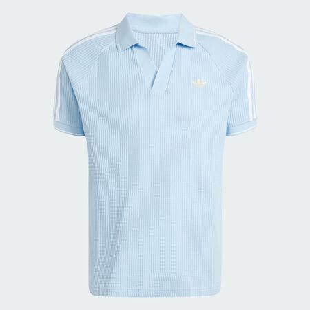 ADIDAS ORIGINALS adidas Originals Waffle Knit Polo Shirt Clear Sky / Almost Yellow / White MEN