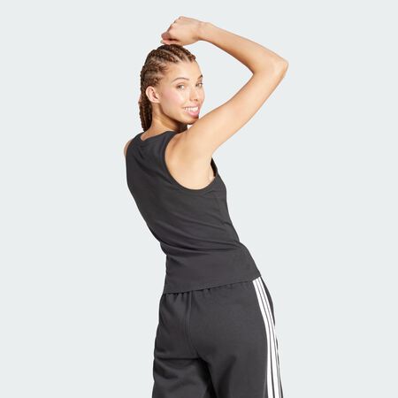 ADIDAS SPORTSWEAR Essentials Linear Slim Cotton Tank Top Black / White WOMEN