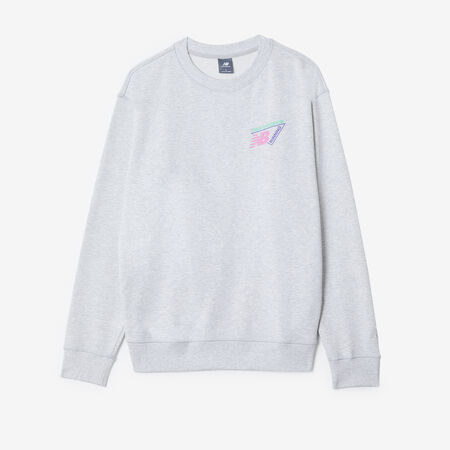 NEW BALANCE SWEAT CREW NEON LOGO GRIS HOMME