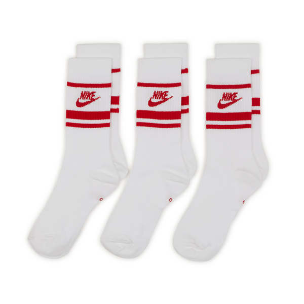 NIKE CHAUSSETTES X3 CREW STRIPE BLANC ROUGE CHAUSSETTE MIXTE Courir