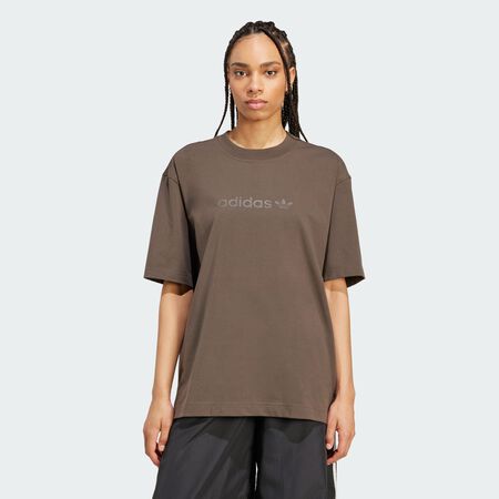 ADIDAS ORIGINALS Essentials Linear Tee Oversized Shadow Olive WOMEN