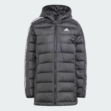 ADIDAS SPORTSWEAR Essentials 3-Stripes Light Down Hooded Parka Black WOMEN