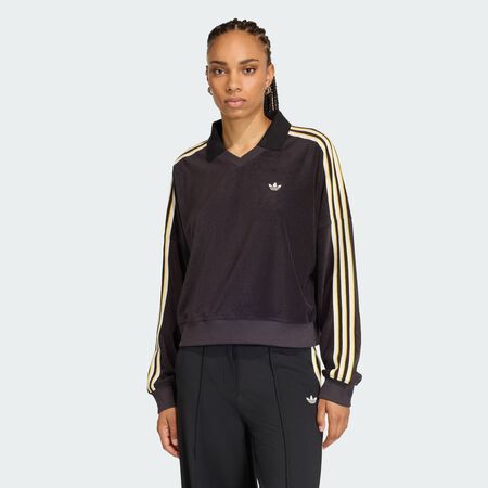 ADIDAS ORIGINALS Polo TERRY TOWEL V NECK LONG SLEEVES Black FEMME
