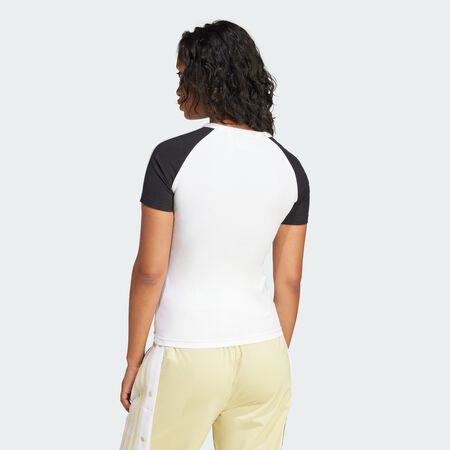 ADIDAS ORIGINALS T-shirt slim manches raglan 3 bandes Adicolor White / Black FEMME