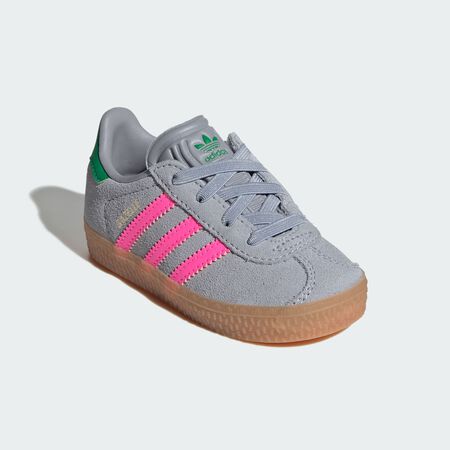 ADIDAS ORIGINALS Chaussure Gazelle Comfort Closure Lacets Élastiques Enfants Halo Silver / Lucid Pink / Green BÉBÉ