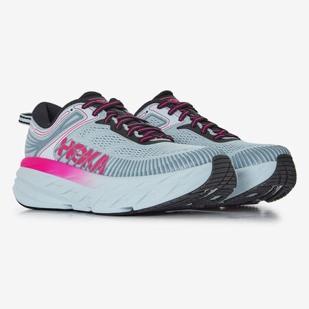 HOKA BONDI 7 GRIS/ROSE FEMME
