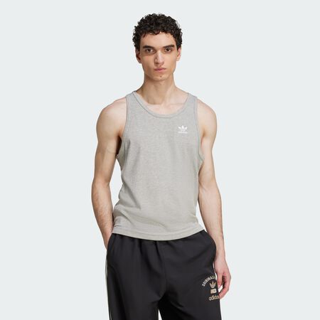 ADIDAS ORIGINALS Trefoil Essentials Tank Top Medium Grey Heather / White MEN