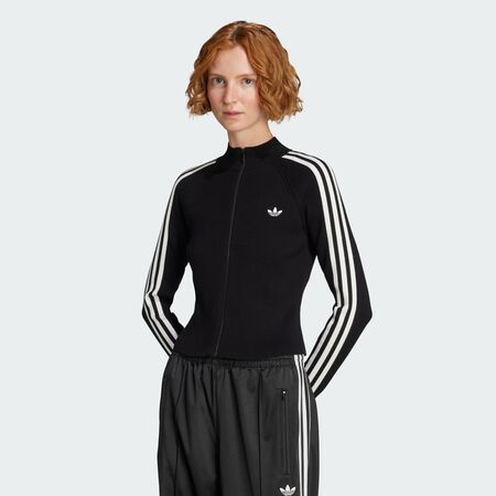 Veste de survêtement maille slim 3 bandes Adicolor : Black