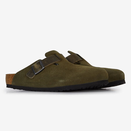 BIRKENSTOCK boston BOSTON LEATHER MIX KAKI/MARRON HOMME