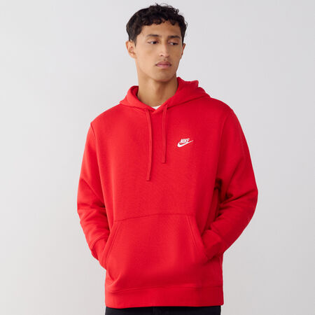 NIKE HOODIE CLUB SMALL LOGO ROUGE HOMME