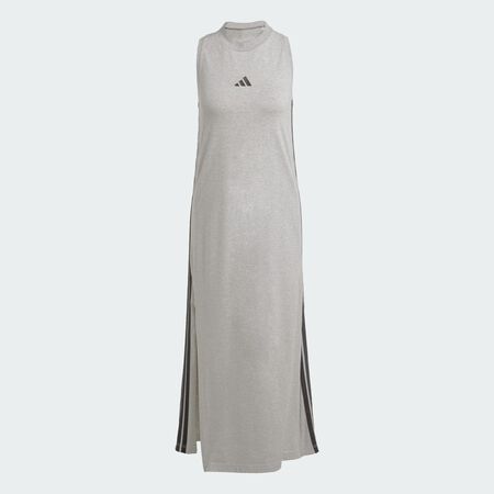 ADIDAS SPORTSWEAR Essentials 3-Stripes Long Racerback Dress Medium Grey Heather / Black WOMEN