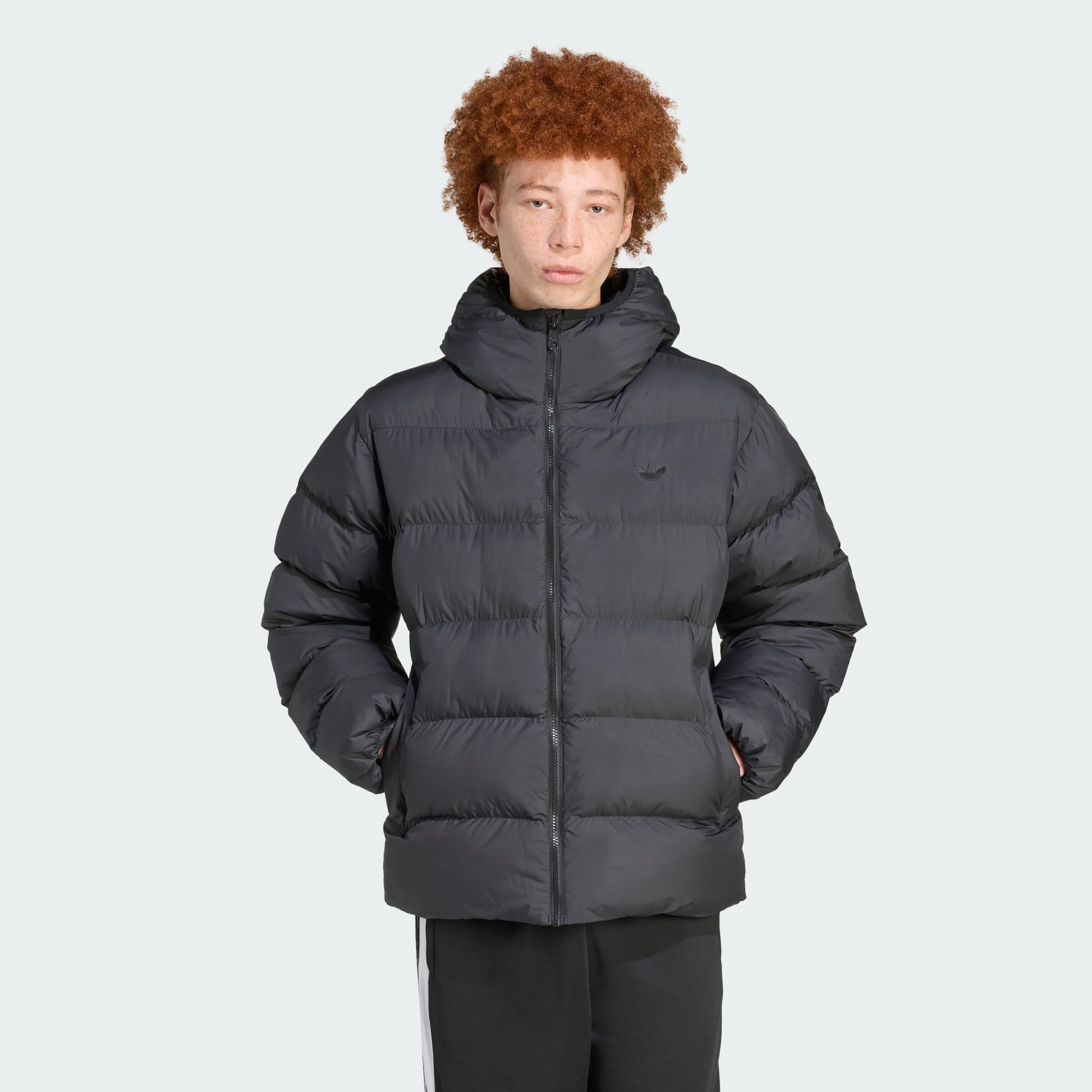ADIDAS ORIGINALS Tonal Hooded Puffer Jacket Black / Black