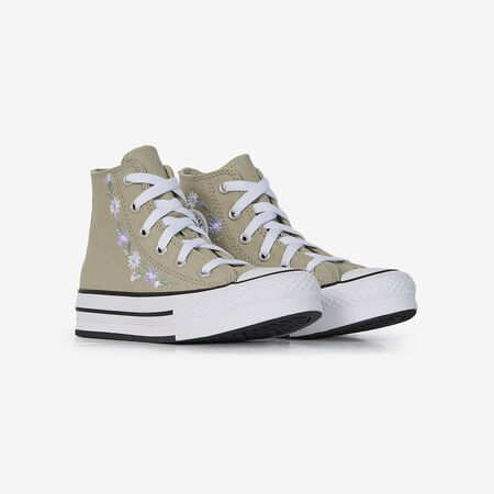 CONVERSE CHUCK TAYLOR ALL STAR EVA LIFT HI FLORAL KHAKI/WHITE TODDLERS