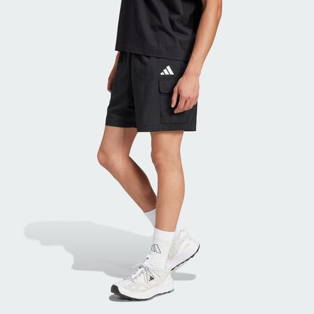 ADIDAS SPORTSWEAR Essentials Small Logo Cargo Chelsea Shorts Black / White MEN
