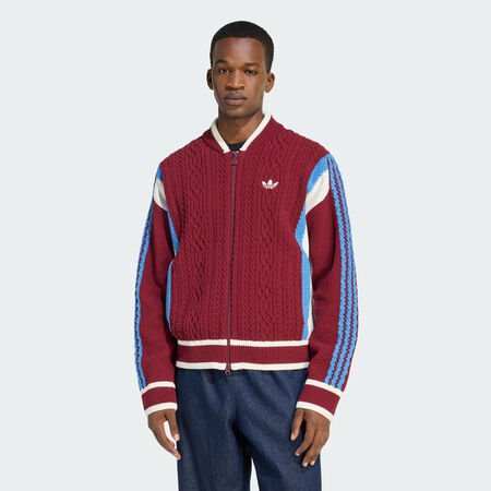 RETRO REMIX CARDIGAN : Shadow Red / Off White / Ash Blue