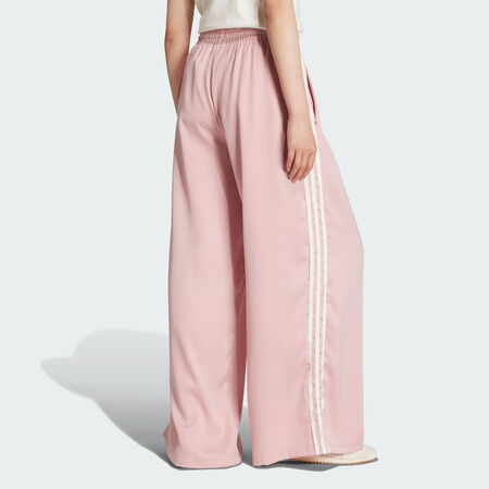 ADIDAS ORIGINALS adidas Originals Satin Wide Leg Pants Ruffle 3-Stripes Wonder Mauve WOMEN