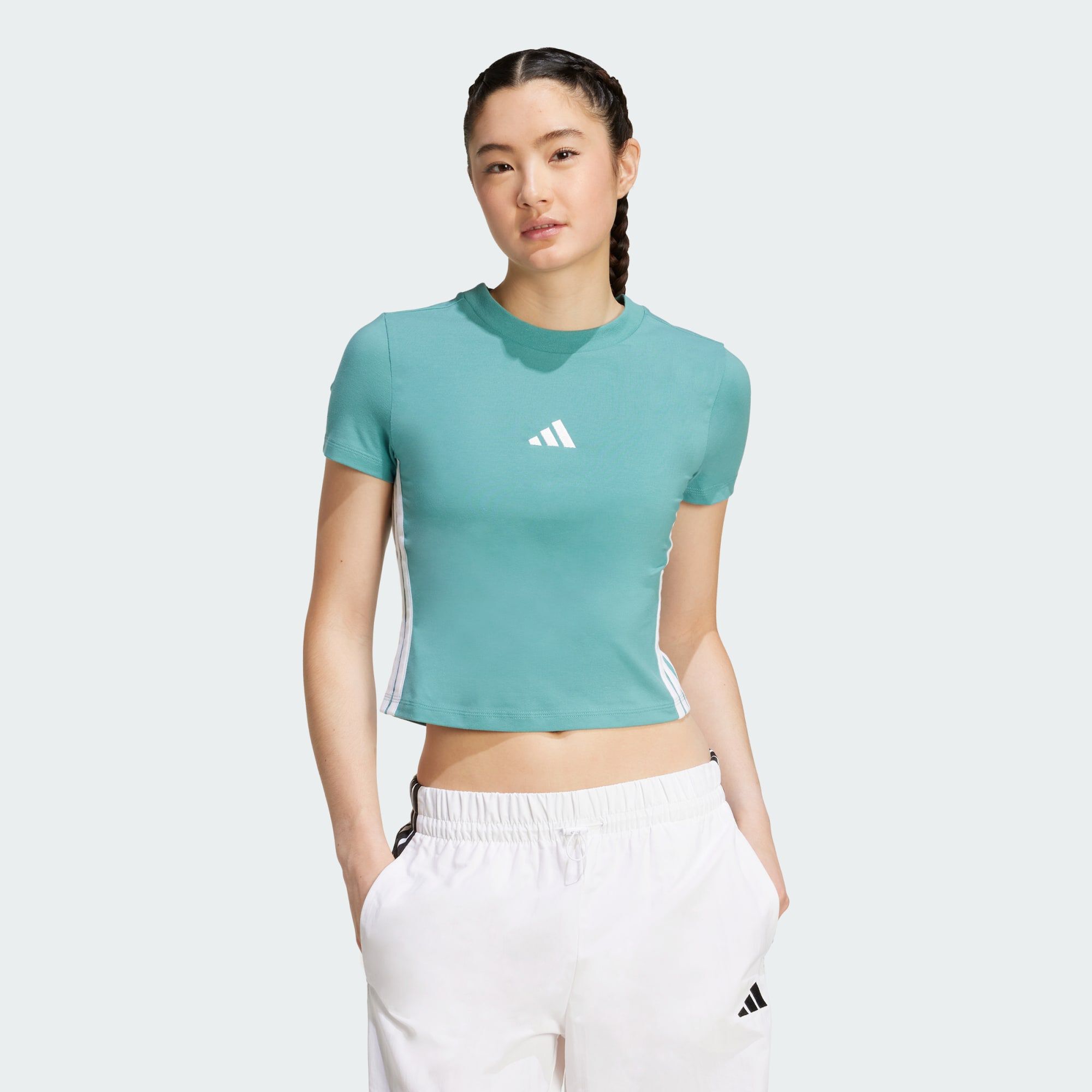 ★adidas★W Essential 3S Slim Baby Tee 半袖Tシャツ★追跡可 ☆adidas originals☆W 3S BABY TEE ベビーTシャツ☆追跡可