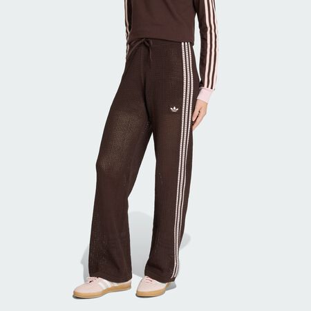 ADIDAS ORIGINALS KNITTED CROCHET FIREBIRD TRACK PANTS Aurora Coffee WOMEN