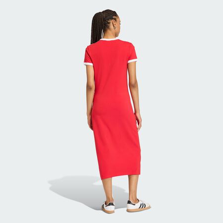 ADIDAS ORIGINALS ROBE À 3 BANDES (SLIM) Better Scarlet / White FEMME