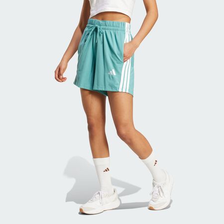 ADIDAS SPORTSWEAR Essentials 3-Stripes Cotton Shorts Powder Teal / White WOMEN