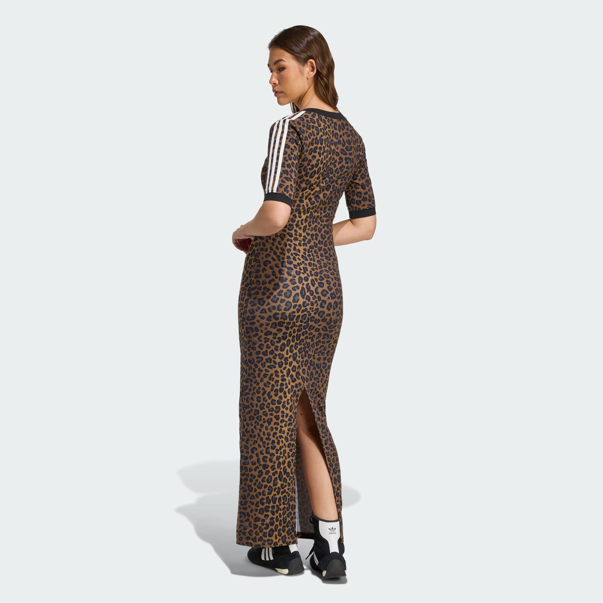 ADIDAS ORIGINALS Leopard V-Neck Maxi Dress Multicolor