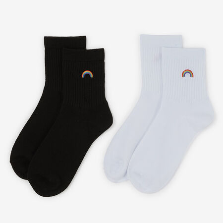 COURIR MID CREW RAINBOW 2PK BLANC/NOIR MIXTE