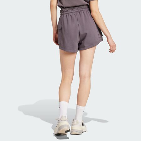 ADIDAS SPORTSWEAR Essentials Small Logo French Terry Cargo Shorts Grey Strata / White WOMEN