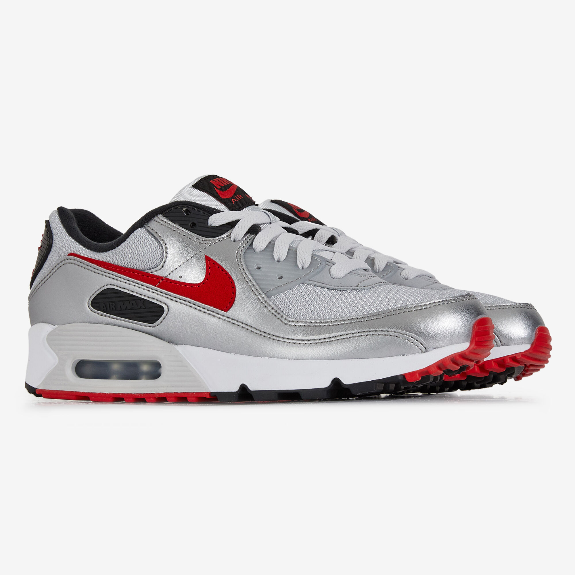 NIKE AIR MAX 90 SILVER RED SNEAKERS MEN Courir