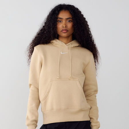 NIKE HOODIE CLUB CENTERED LOGO BEIGE WOMEN