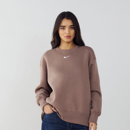 NIKE SWEAT CREW PHOENIX LONG OVERSIZED MARRON/BLANC FEMME