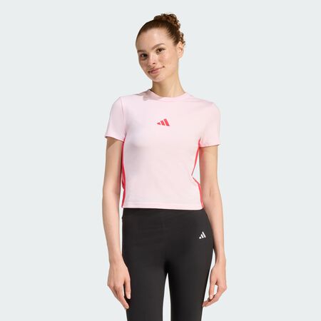 ADIDAS SPORTSWEAR T-shirt slim 3 bandes Essentials Bébés Clear Pink / Pure Ruby FEMME