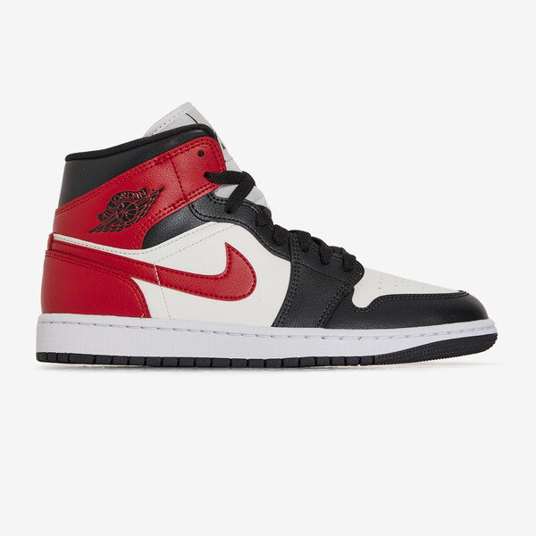 JORDAN AIR JORDAN MID BLACK TOE WHITE/RED SNEAKERS WOMEN