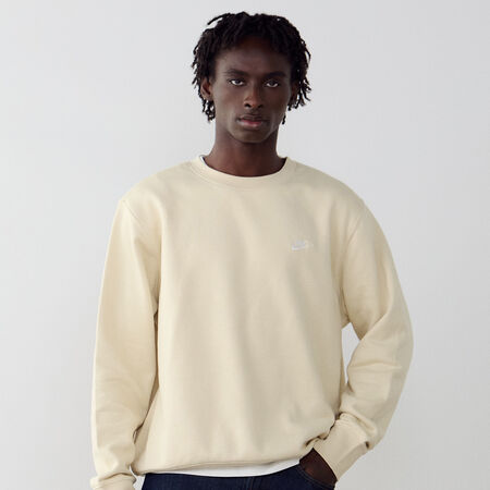NIKE SWEAT CREW CLUB BEIGE/BLANC HOMME