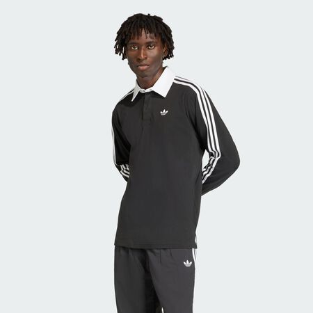 ADIDAS ORIGINALS POLO DE RUGBY À MANCHES LONGUES 3 BANDES Black HOMME
