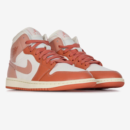 JORDAN AIR JORDAN 1 MID BLANC/ROUGE FEMME