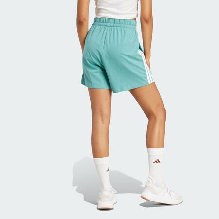 ADIDAS SPORTSWEAR Essentials 3-Stripes Cotton Shorts Powder Teal / White WOMEN