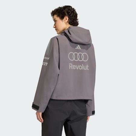 ADIDAS PERFORMANCE AUDI REVOLUT F1 TEAM ENGINEERS & MARKETING RAIN JACKET Grey Strata WOMEN